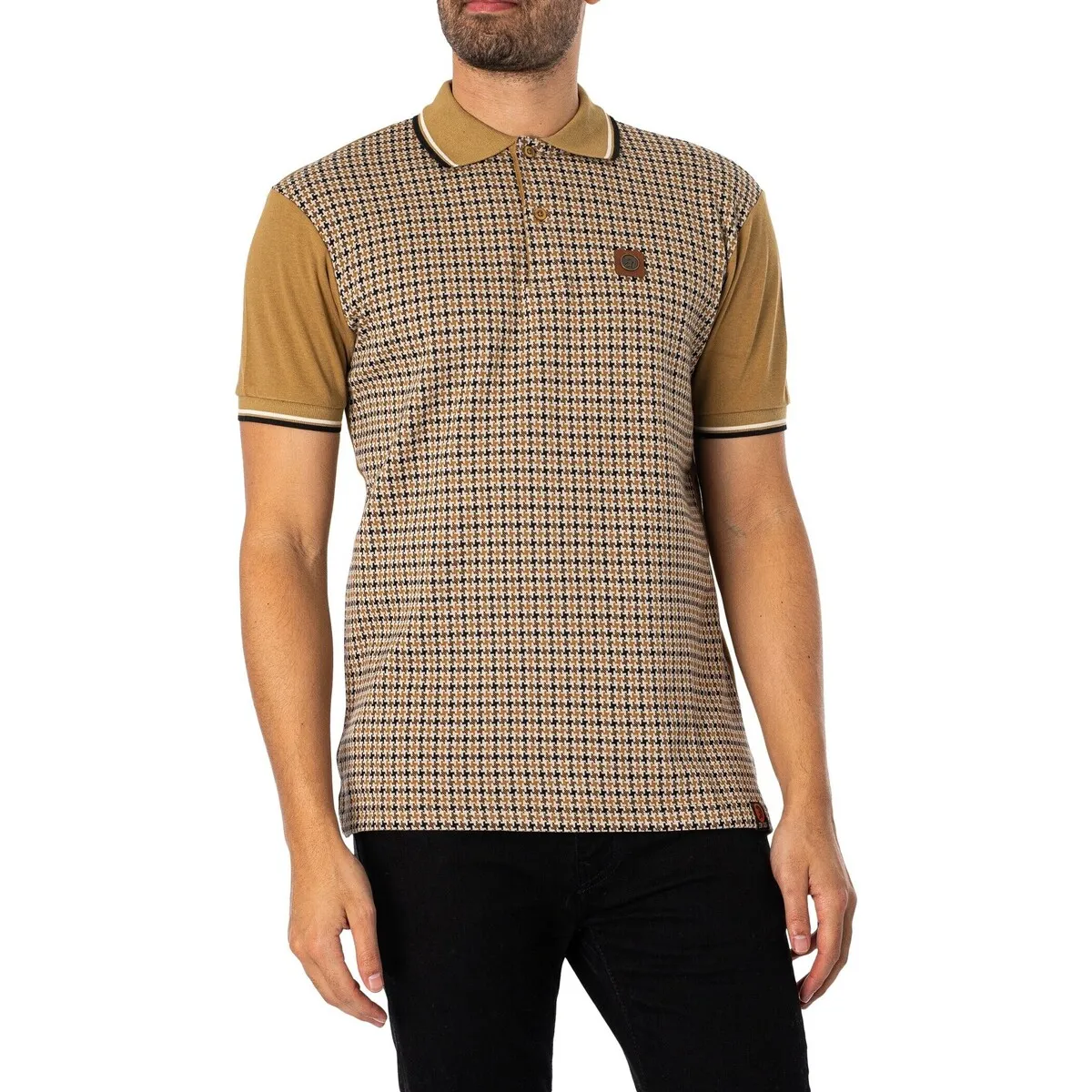 Polo Con Paneles De Pata De Gallo En Jacquard