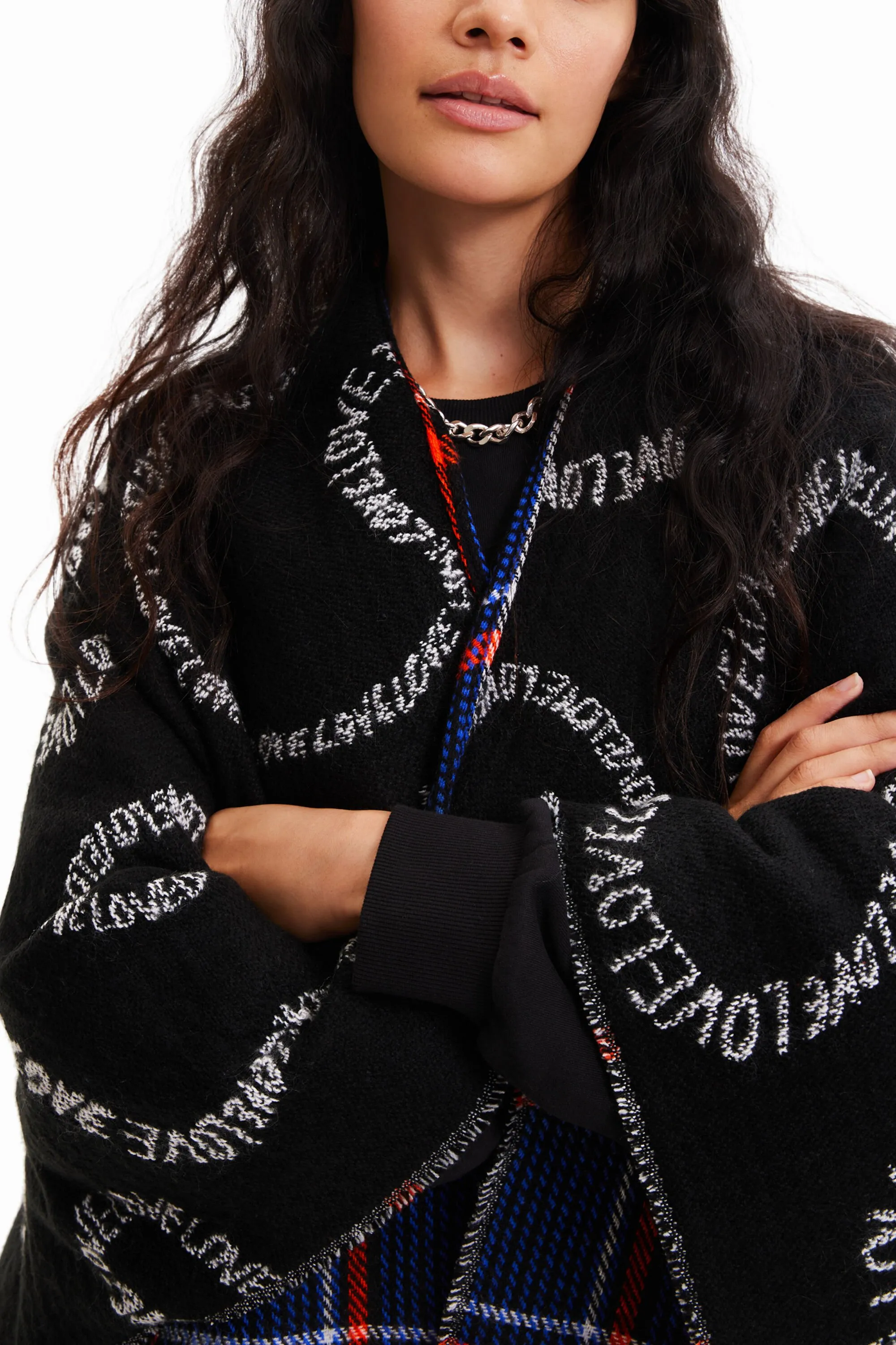 Poncho reversible cuadros