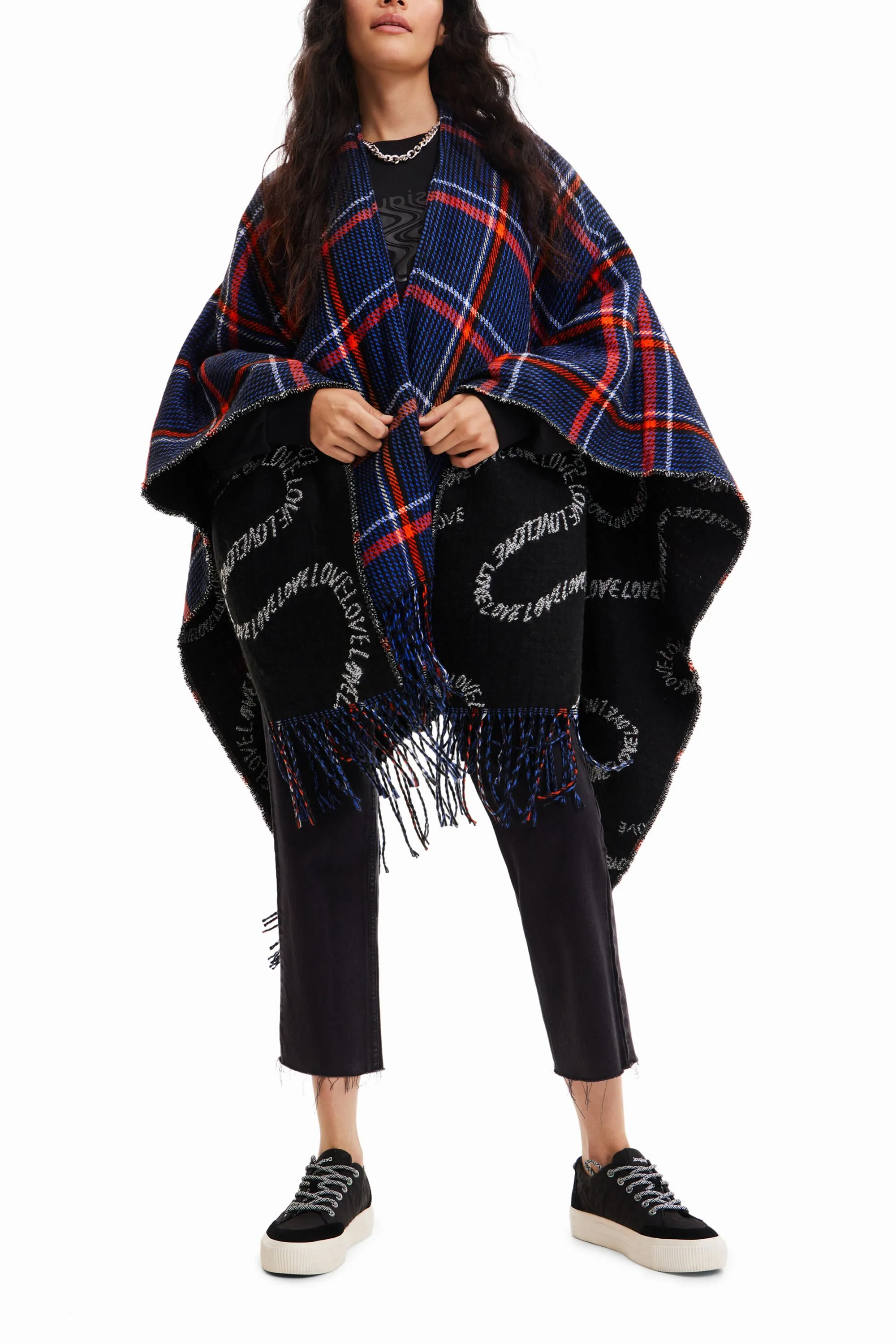 Poncho reversible cuadros