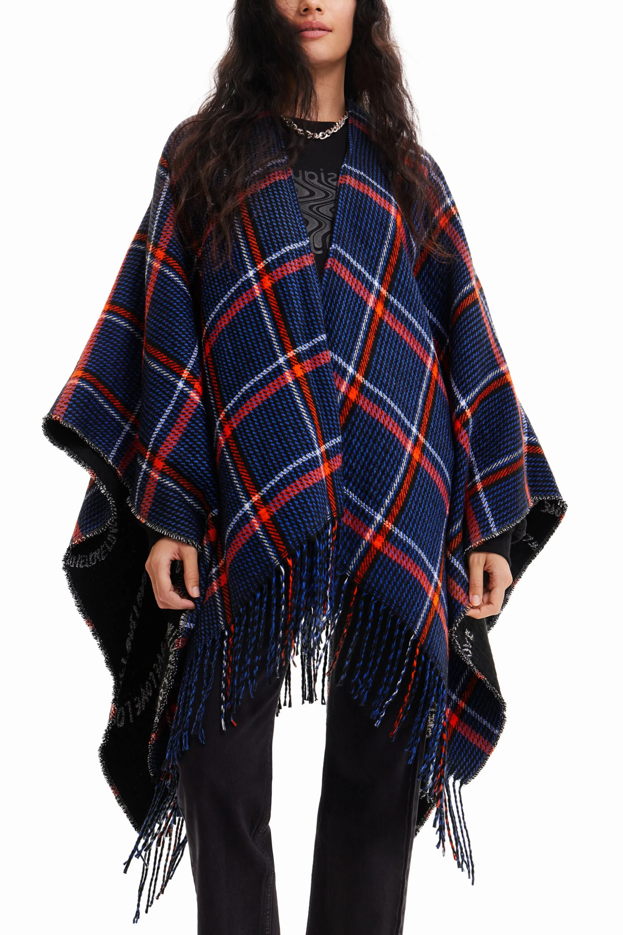 Poncho reversible cuadros
