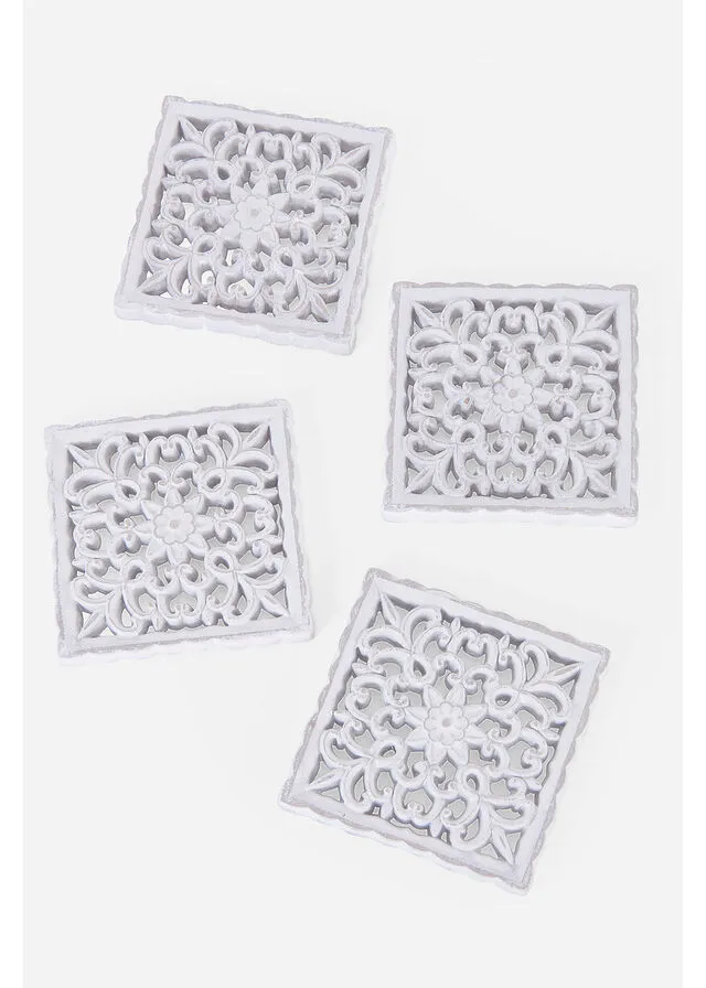 Posavasos con ornamento (4 unidades) Blanco