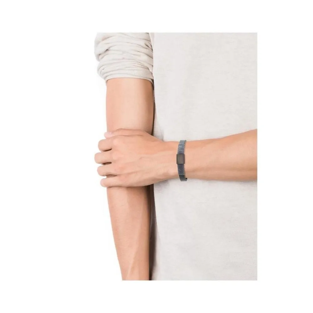Pulsera Viceroy de acero y pel verde con cordón gris para hombre