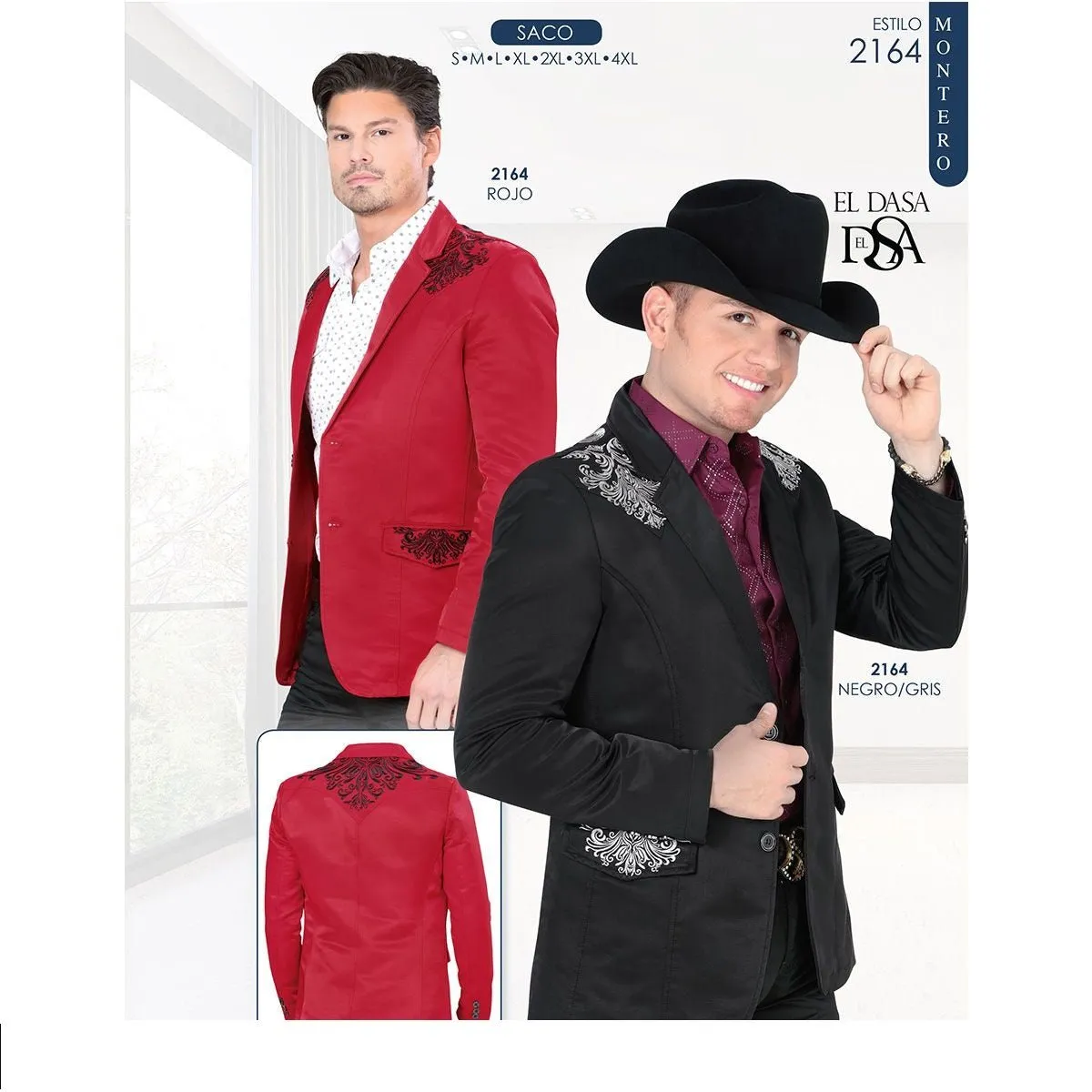 SACO VAQUERO PARA HOMBRE ROJO CON BORDADO MON2164R