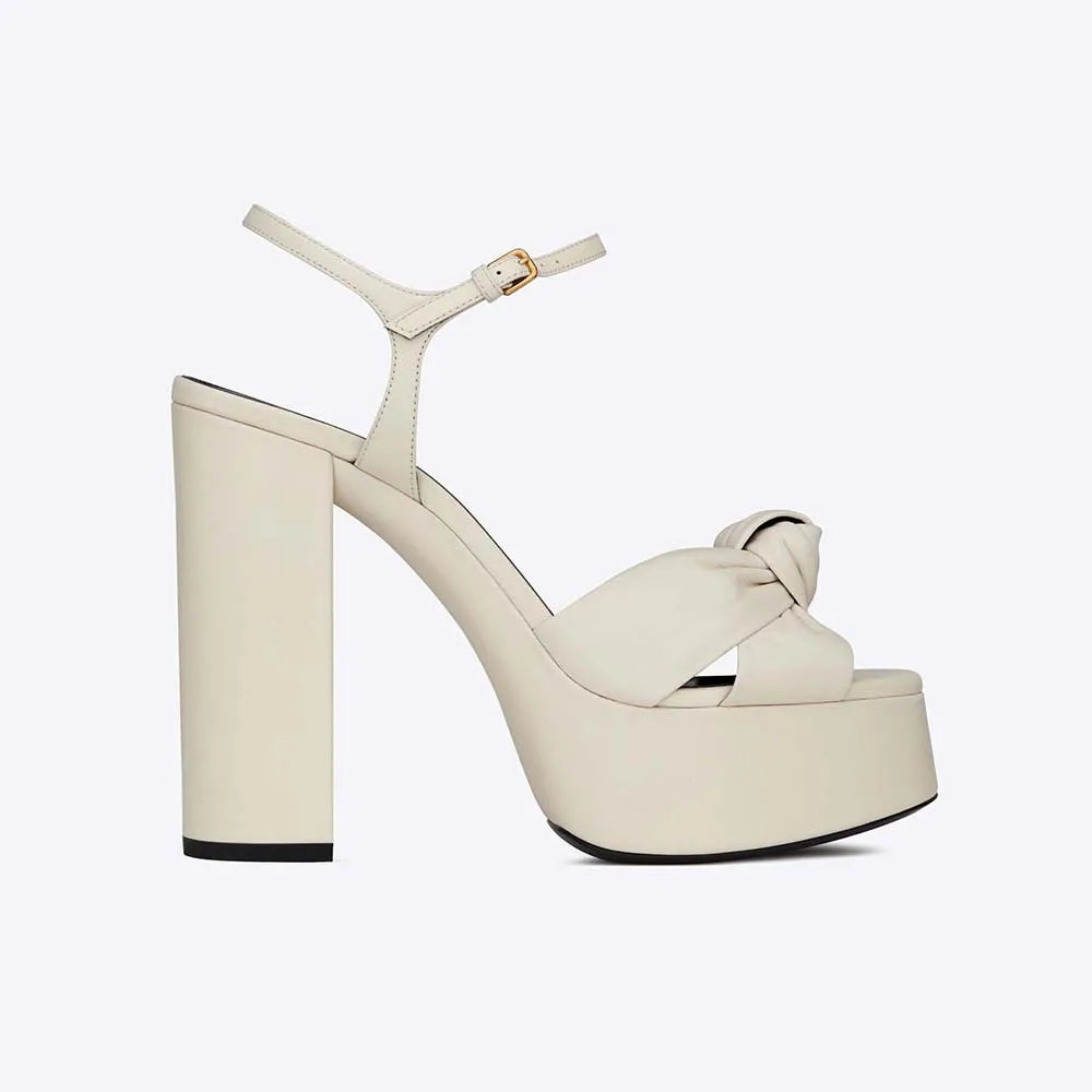 SAINT LAURENT SANDALIAS YSL MUJER BIANCA EN PIEL LISABLANCO
