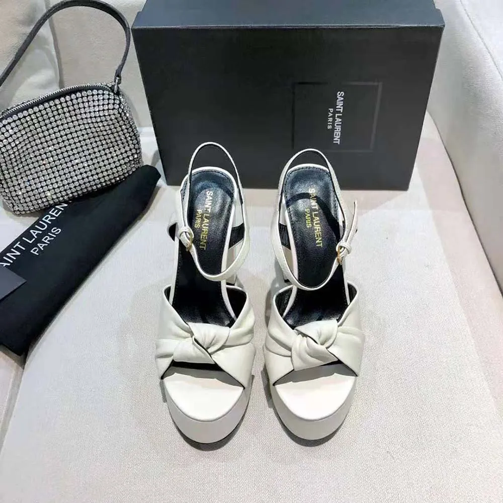 SAINT LAURENT SANDALIAS YSL MUJER BIANCA EN PIEL LISABLANCO