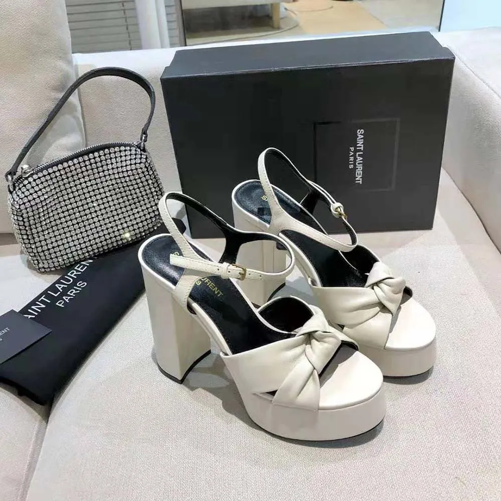SAINT LAURENT SANDALIAS YSL MUJER BIANCA EN PIEL LISABLANCO
