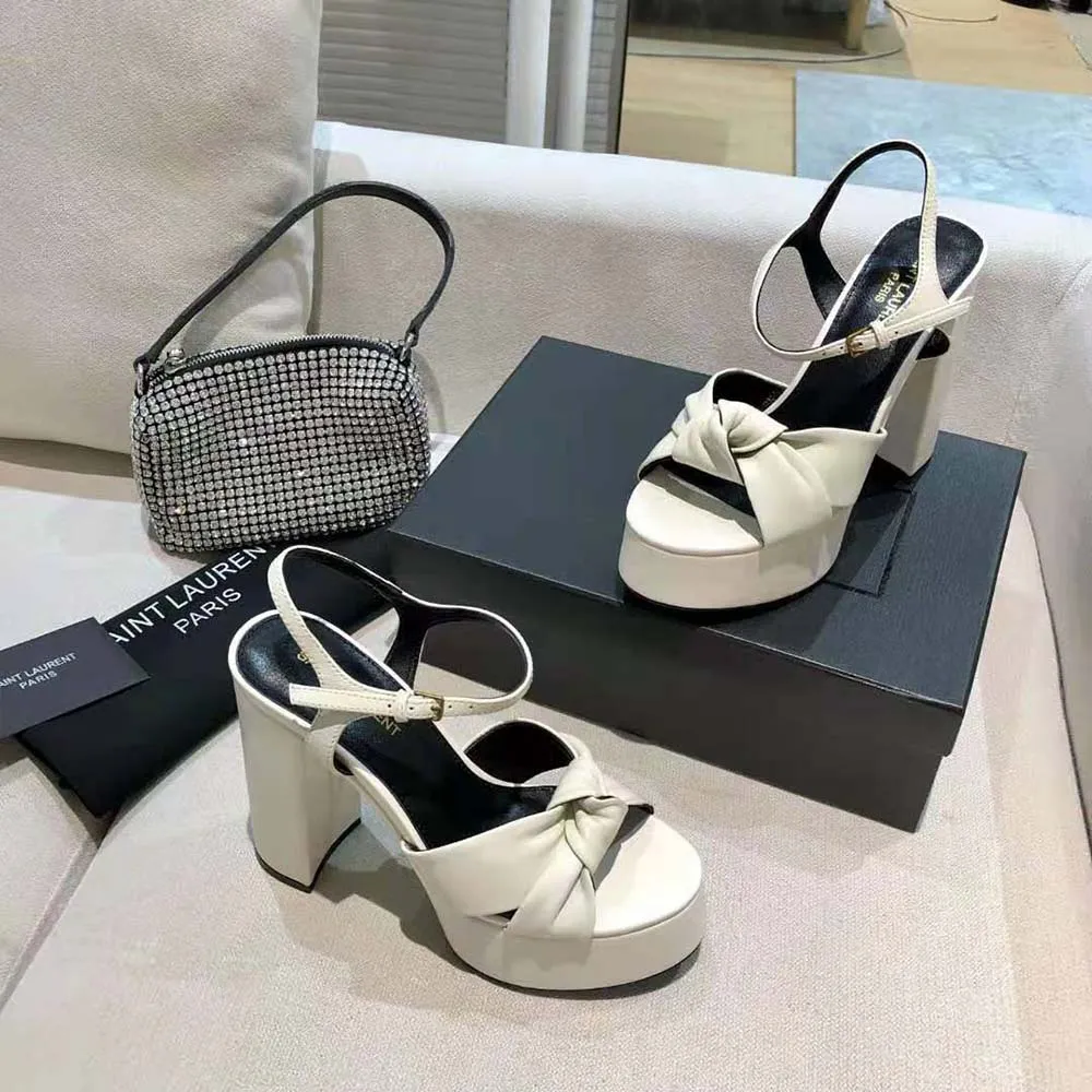 SAINT LAURENT SANDALIAS YSL MUJER BIANCA EN PIEL LISABLANCO