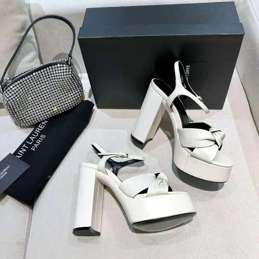 SAINT LAURENT SANDALIAS YSL MUJER BIANCA EN PIEL LISABLANCO