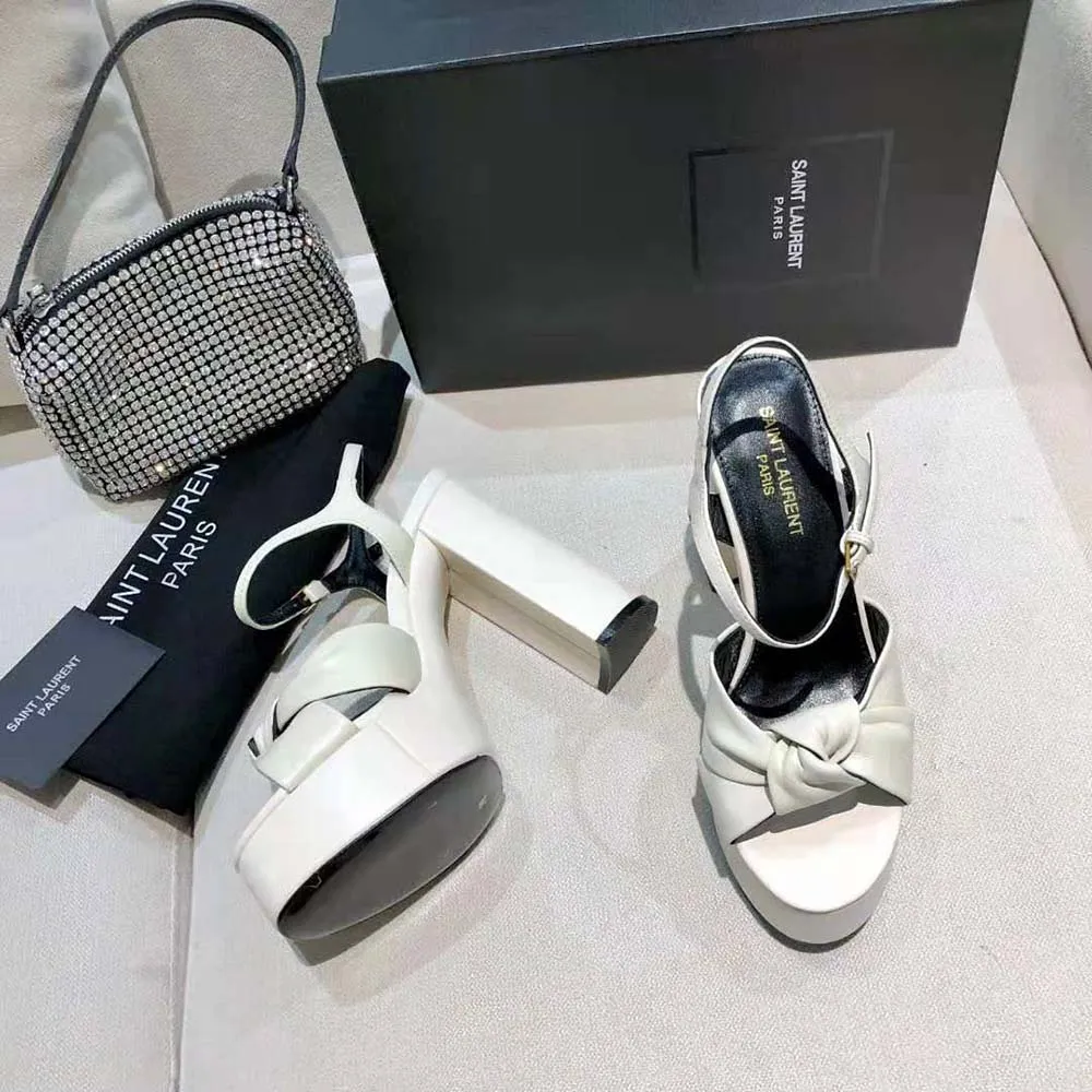 SAINT LAURENT SANDALIAS YSL MUJER BIANCA EN PIEL LISABLANCO