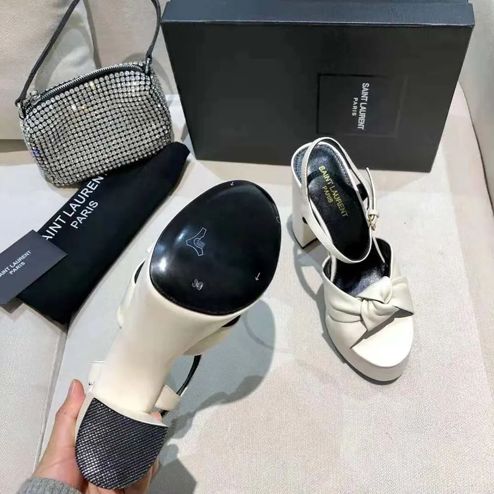 SAINT LAURENT SANDALIAS YSL MUJER BIANCA EN PIEL LISABLANCO