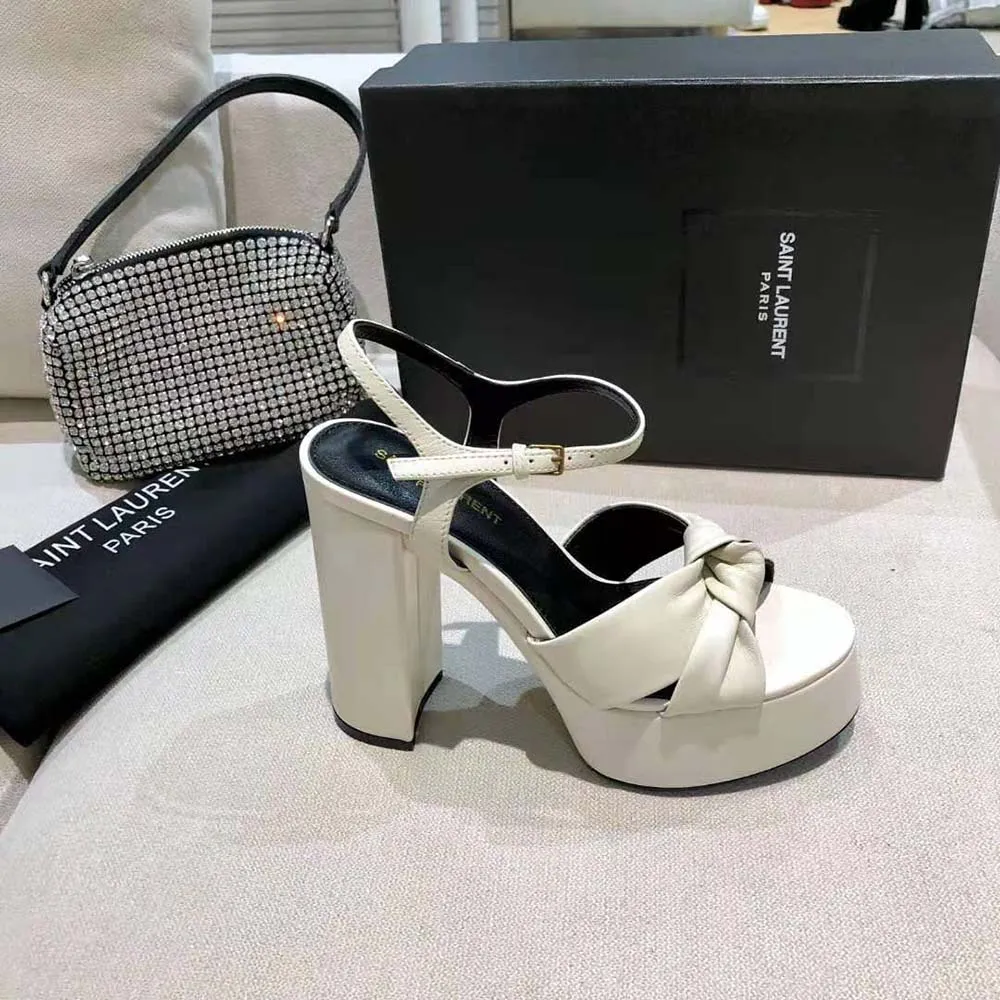 SAINT LAURENT SANDALIAS YSL MUJER BIANCA EN PIEL LISABLANCO