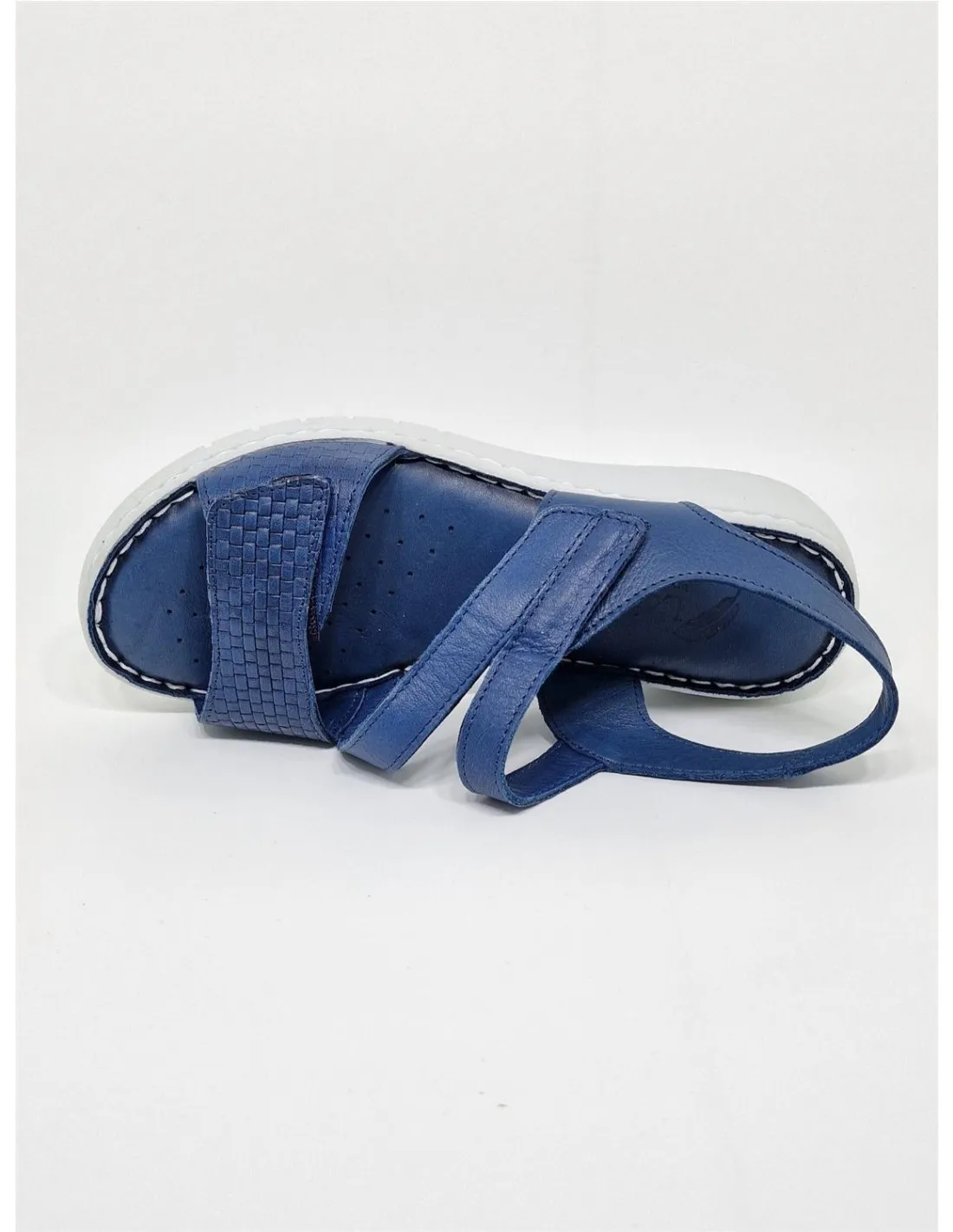 SANDALIA DE MUJER TREINTAS EN AZUL MARINO L1010