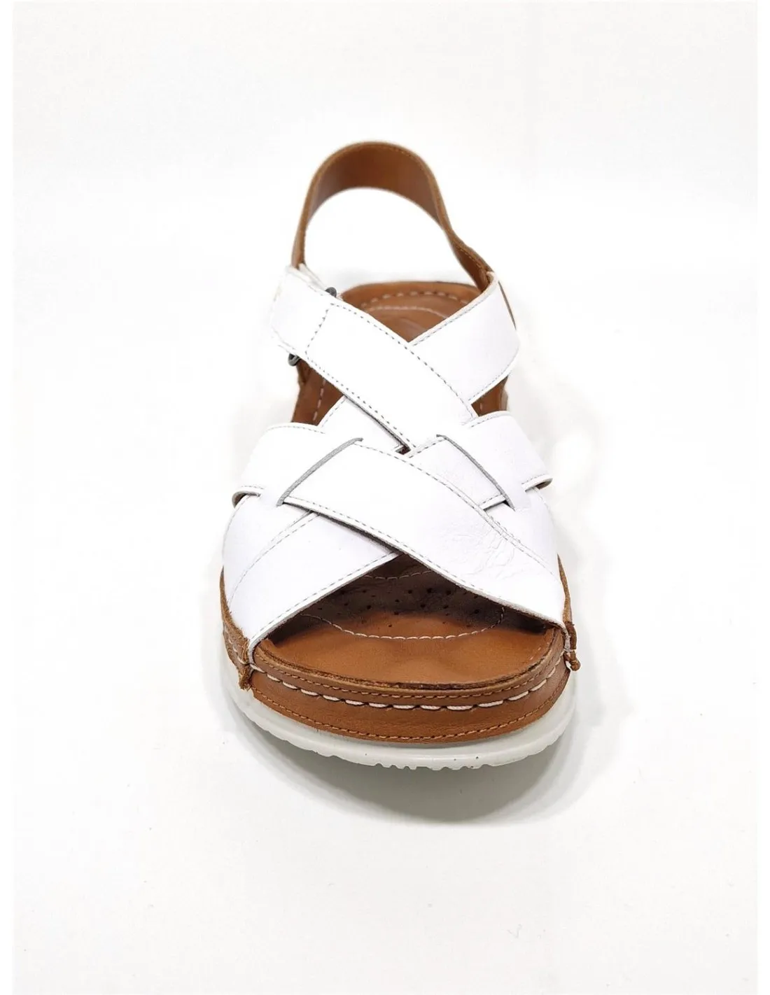 SANDALIA DE MUJER TREINTAS EN BLANCO L817