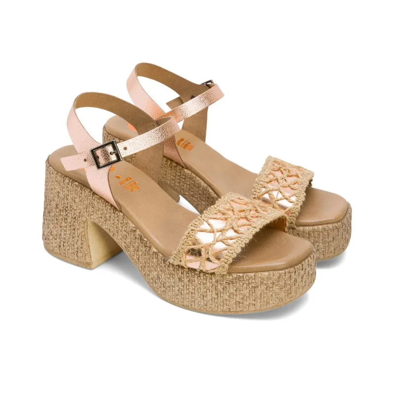 SANDALIA TACON PIEL Y TEXTIL ROSE JERI