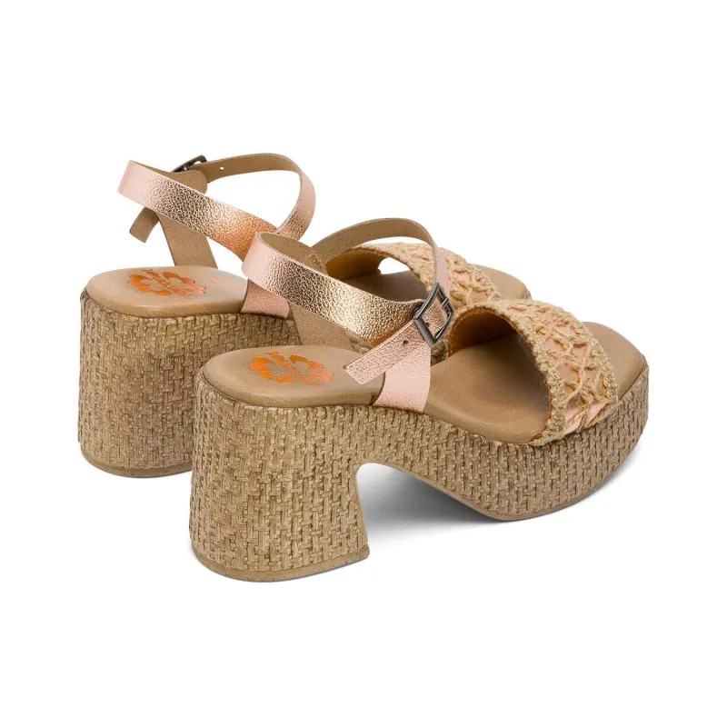 SANDALIA TACON PIEL Y TEXTIL ROSE JERI