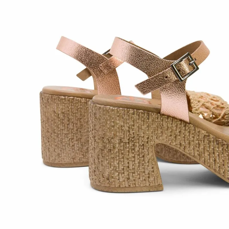 SANDALIA TACON PIEL Y TEXTIL ROSE JERI