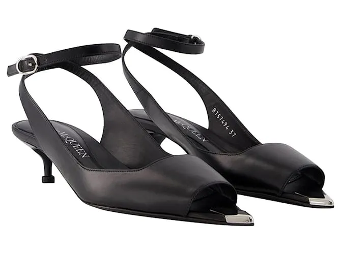 SANDALIAS PUNK  ALEXANDER MCQUEEN  PIEL  NEGRO/PLATA 