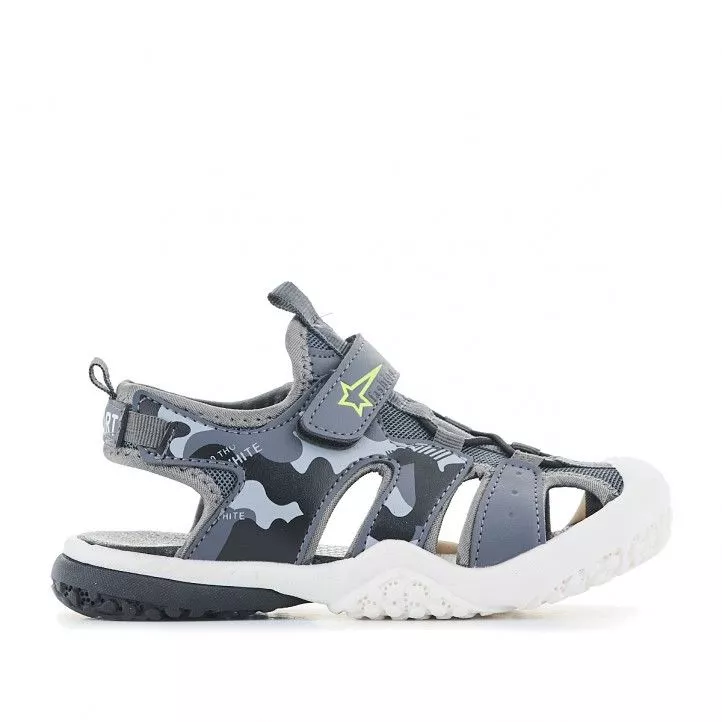sandalias QUETS! grises con dibujo militar