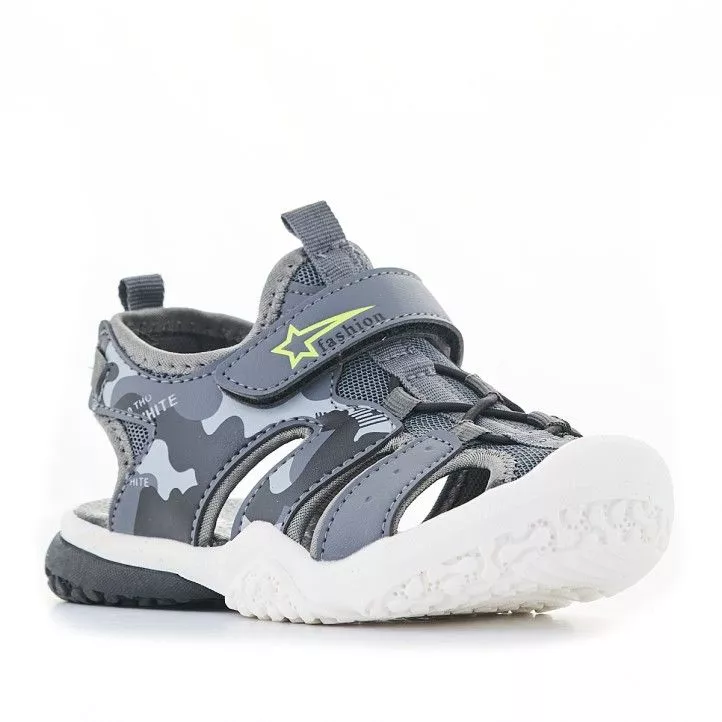 sandalias QUETS! grises con dibujo militar