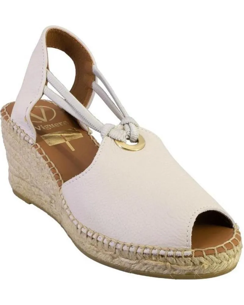 Sandalias VIGUERA  de Mujer ALPARGATA DE PIEL CON CUNA DE YUTE NATURAL  VAINILLA