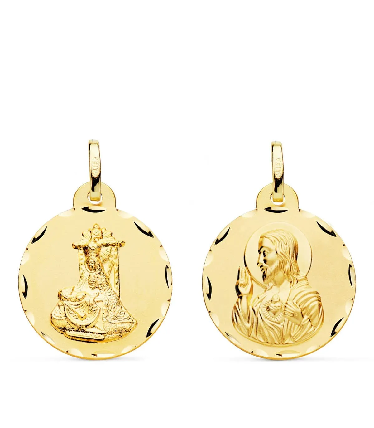 Scapulaire V. des Angoisses et Sacré Coeur de Jésus Or 18K 20 mm
