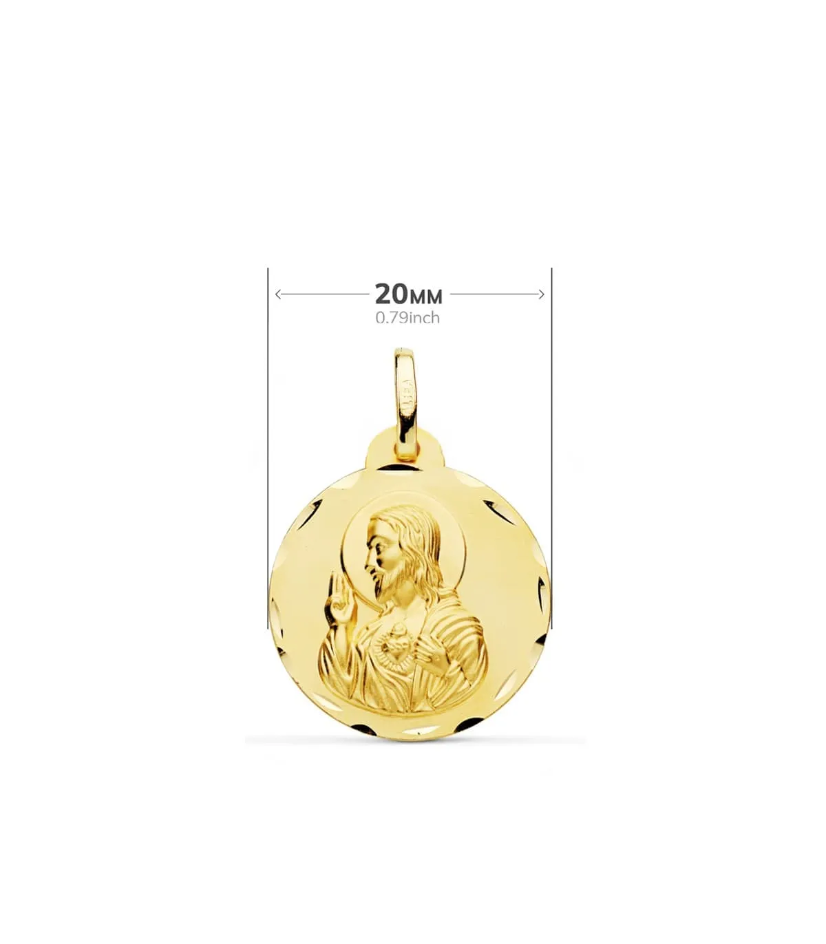 Scapulaire V. des Angoisses et Sacré Coeur de Jésus Or 18K 20 mm