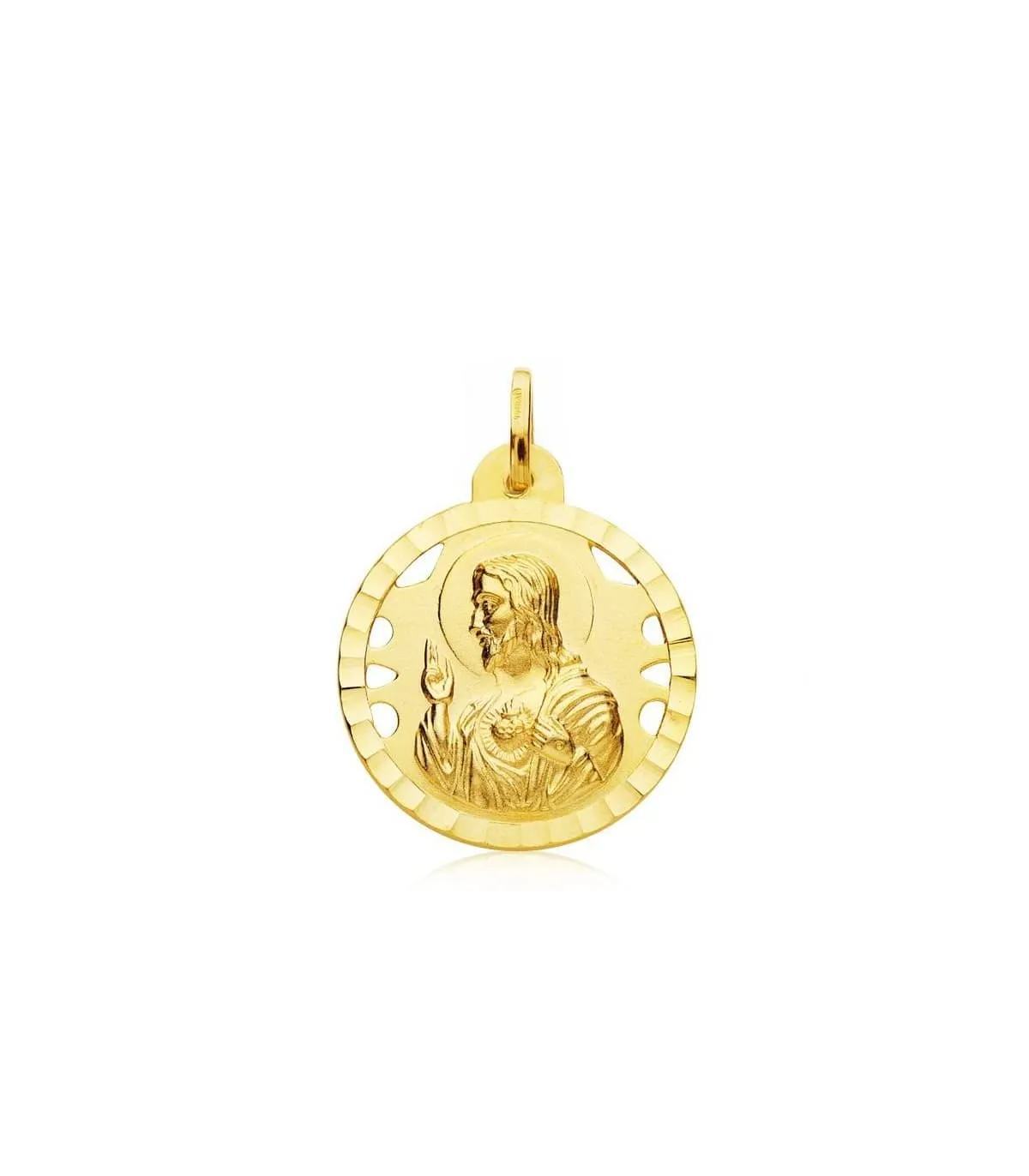 Scapulaire V. des Angoisses et Sacré Coeur de Jésus Or 18K 22mm Ajourée