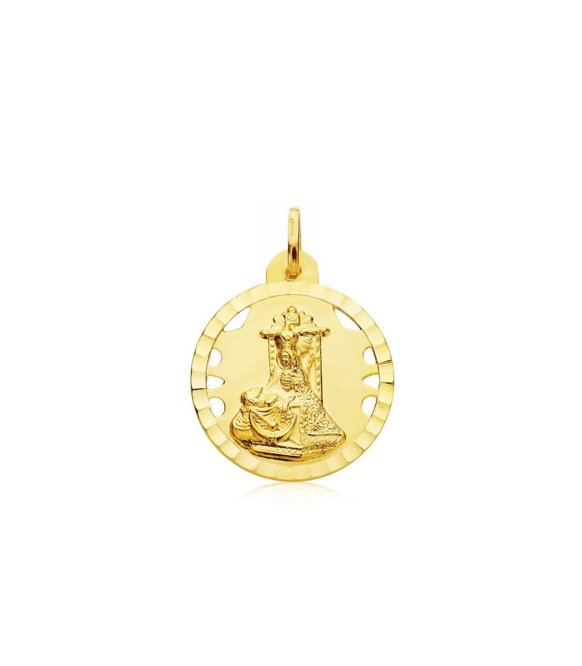 Scapulaire V. des Angoisses et Sacré Coeur de Jésus Or 18K 22mm Ajourée