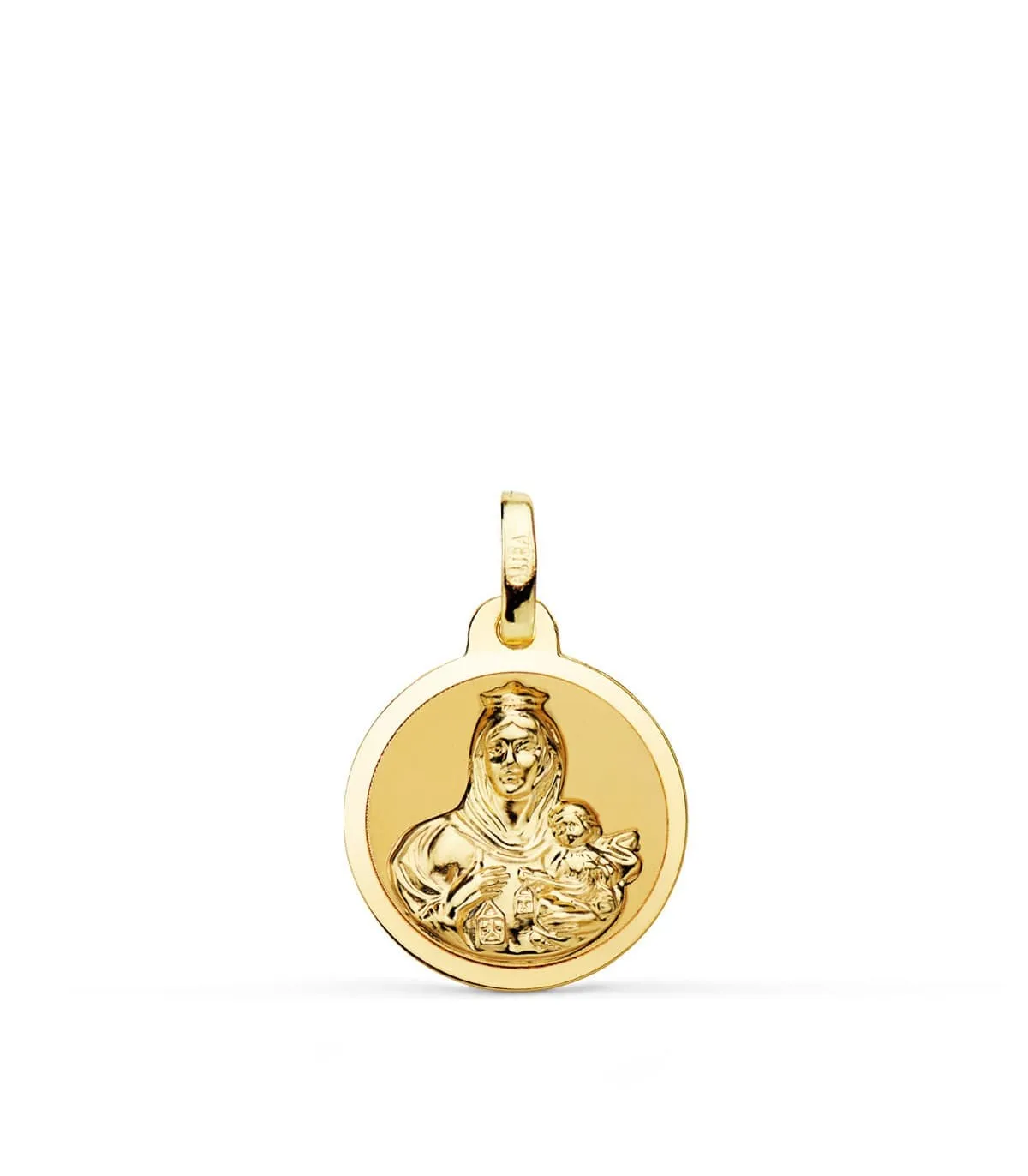 Scapulaire V. du Mont Carmel et C. Jésus Or 18K 14 mm Brillant