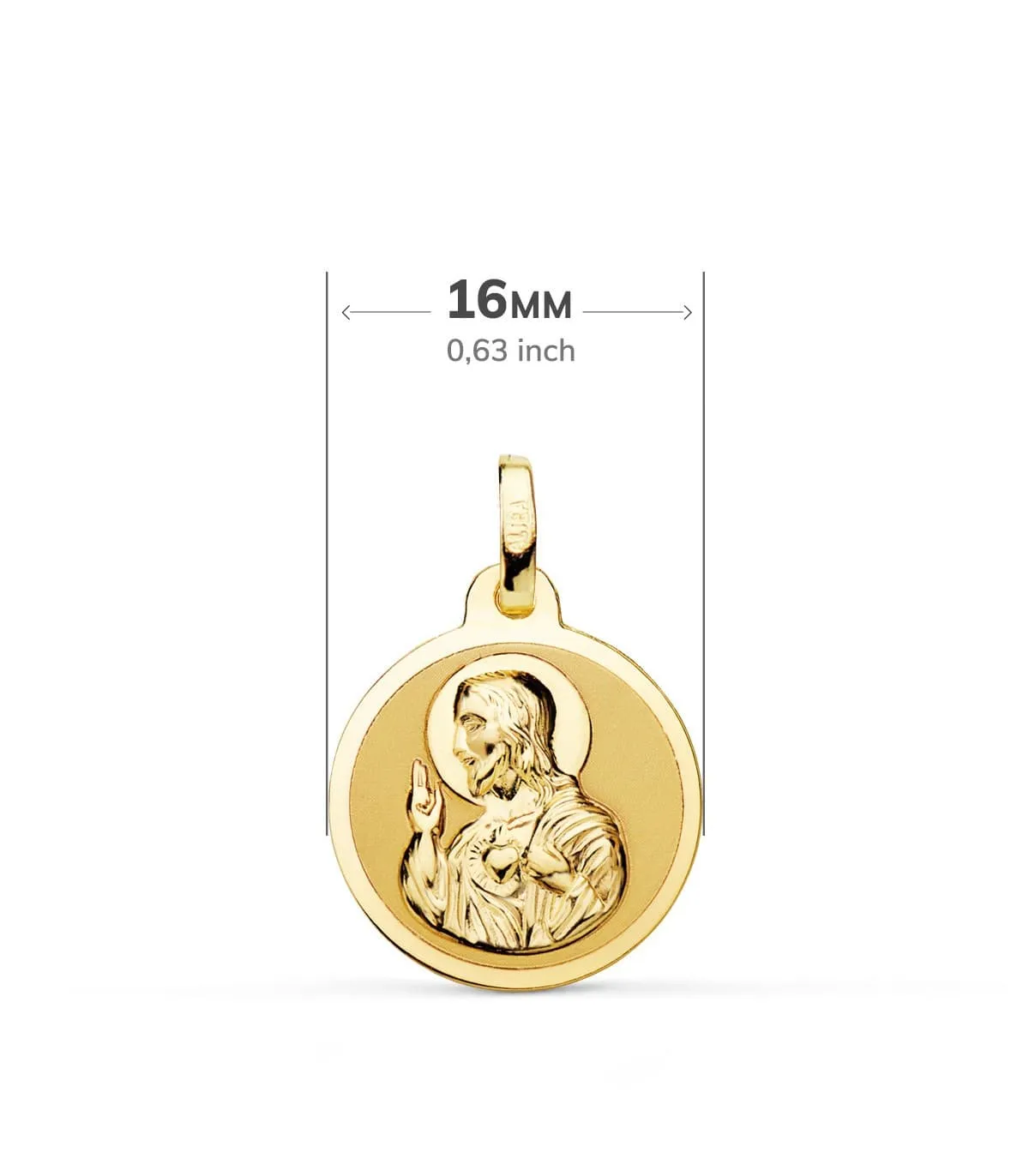 Scapulaire V. du Mont Carmel et C. Jésus Or 18K 16 mm Brillant