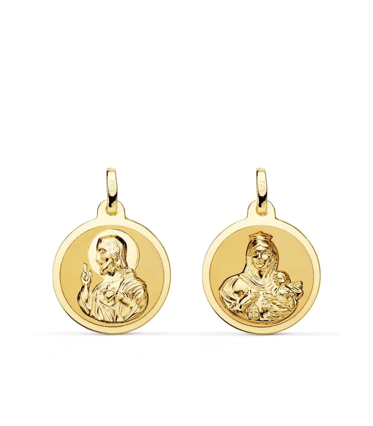 Scapulaire V. du Mont Carmel et C. Jésus Or 18K 18 mm Brillant