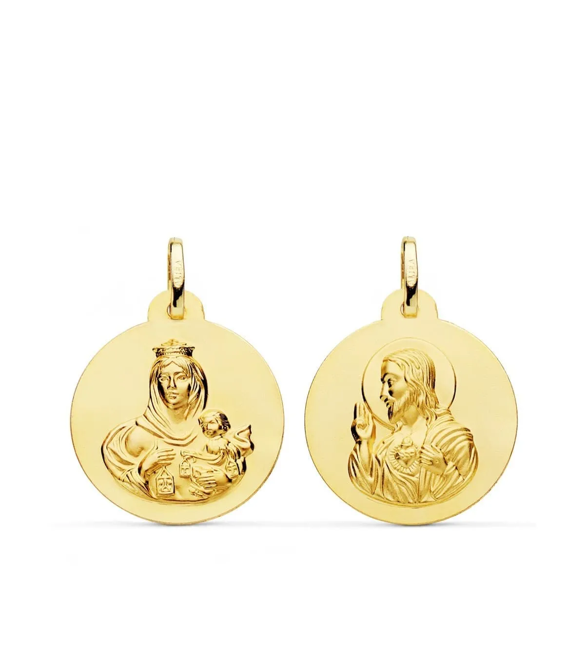 Scapulaire V. du Mont Carmel et C. Jésus Or 18K 22 mm