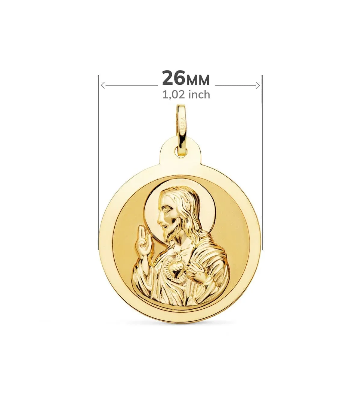 Scapulaire V. du Mont Carmel et C. Jésus Or 18K 26 mm Brillant
