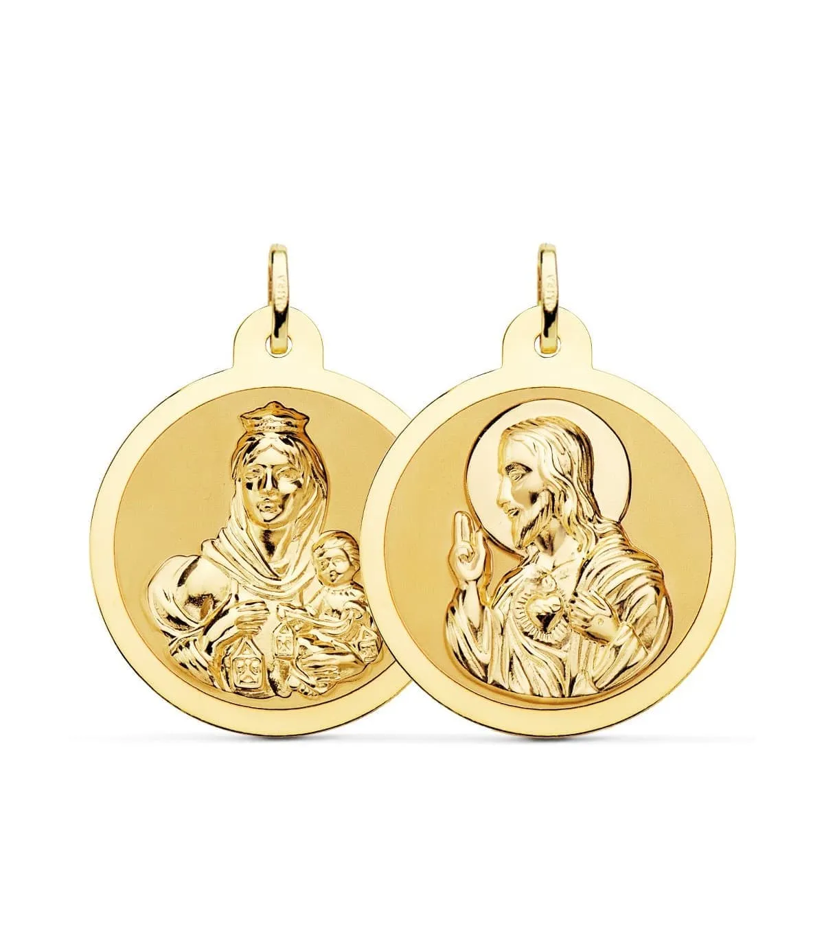 Scapulaire V. du Mont Carmel et C. Jésus Or 18K 30 mm Brillant