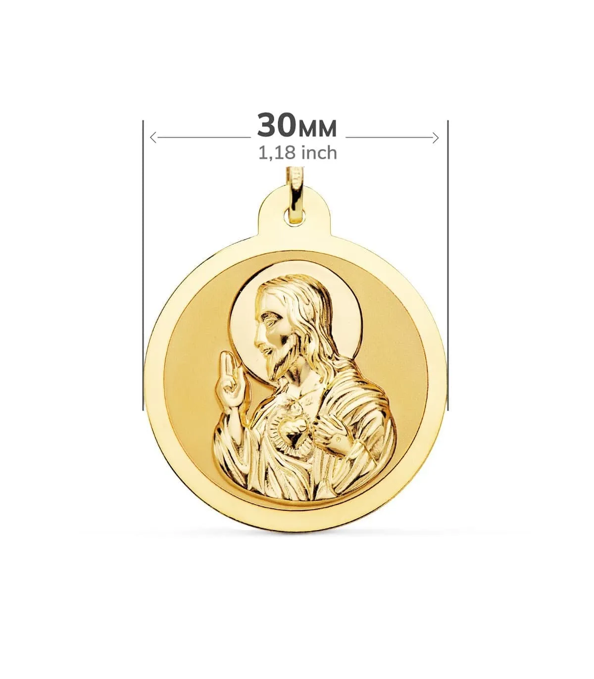 Scapulaire V. du Mont Carmel et C. Jésus Or 18K 30 mm Brillant