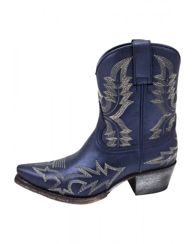 SENDRA  BOTINES COWBOY JUDY EN PIEL METALIZADA MODELO 18462 AZUL NOCHE