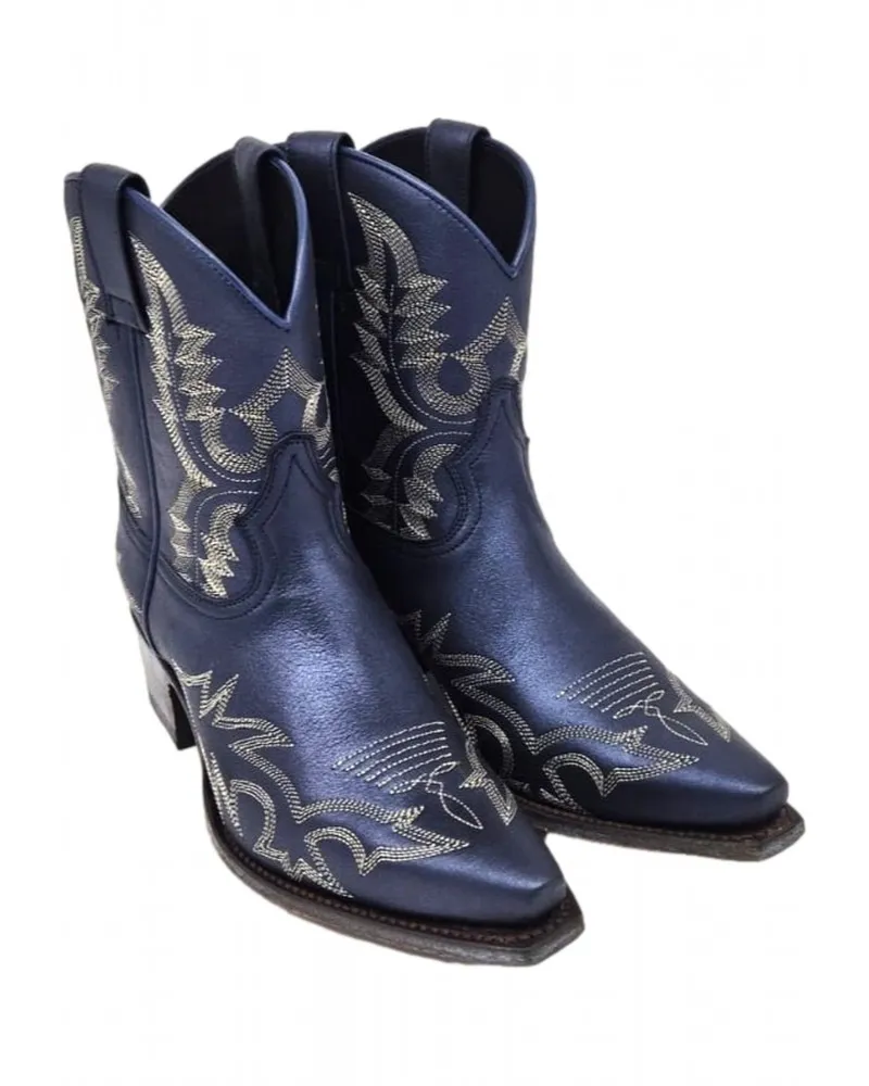 SENDRA  BOTINES COWBOY JUDY EN PIEL METALIZADA MODELO 18462 AZUL NOCHE