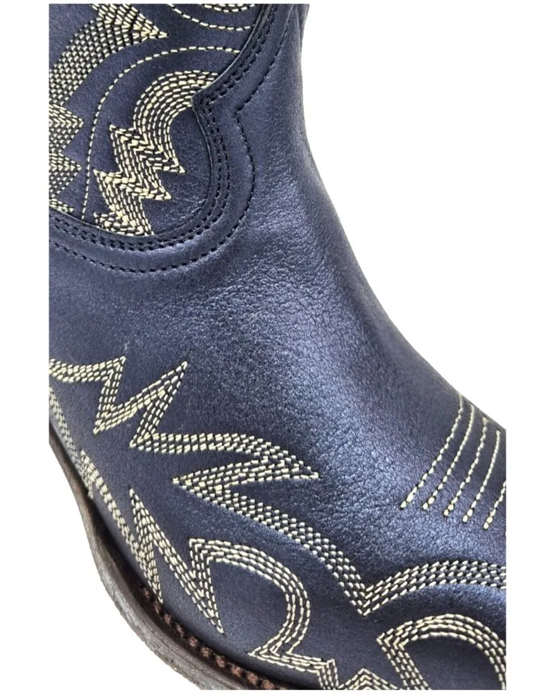 SENDRA  BOTINES COWBOY JUDY EN PIEL METALIZADA MODELO 18462 AZUL NOCHE