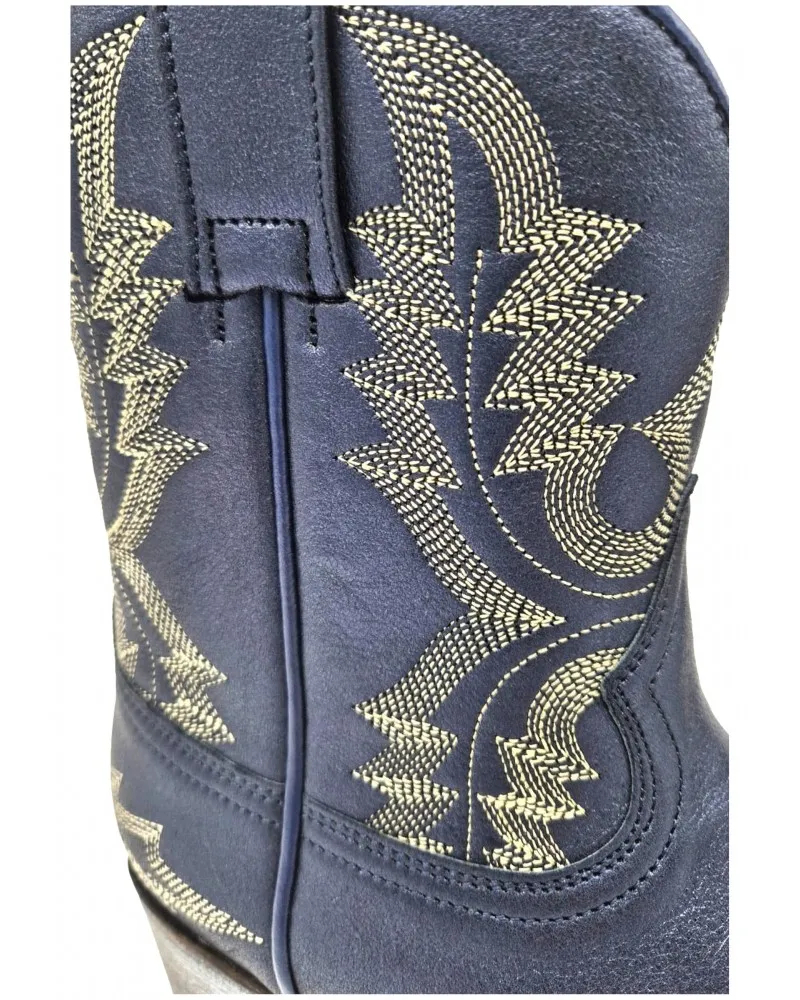 SENDRA  BOTINES COWBOY JUDY EN PIEL METALIZADA MODELO 18462 AZUL NOCHE