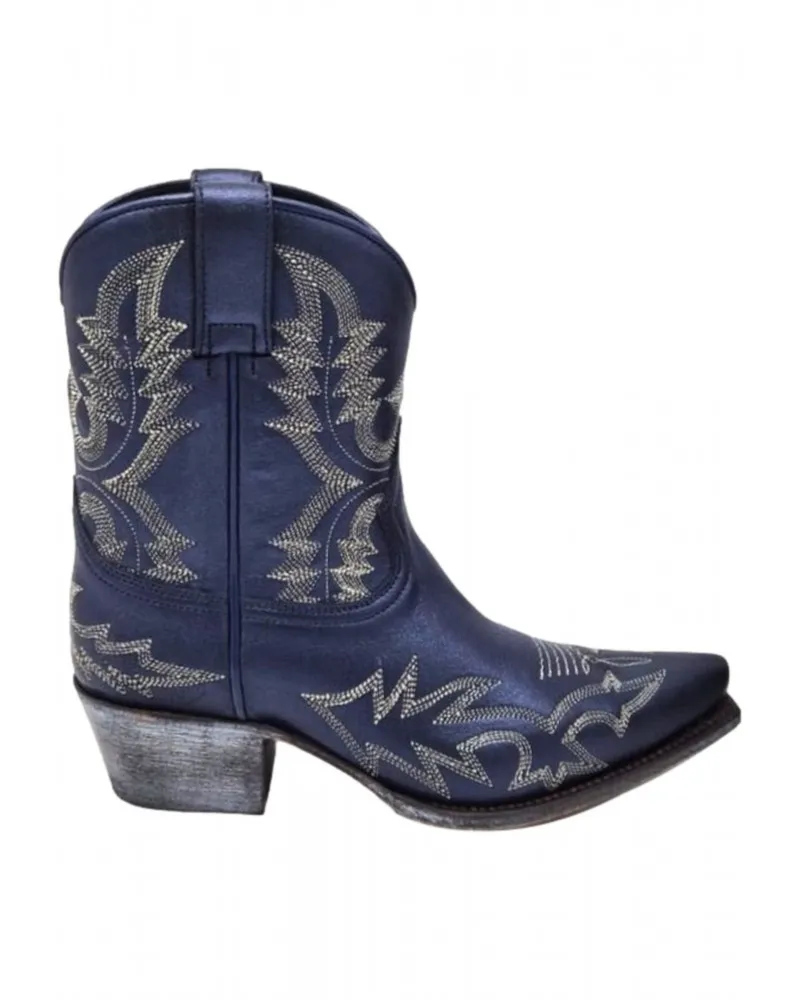 SENDRA  BOTINES COWBOY JUDY EN PIEL METALIZADA MODELO 18462 AZUL NOCHE