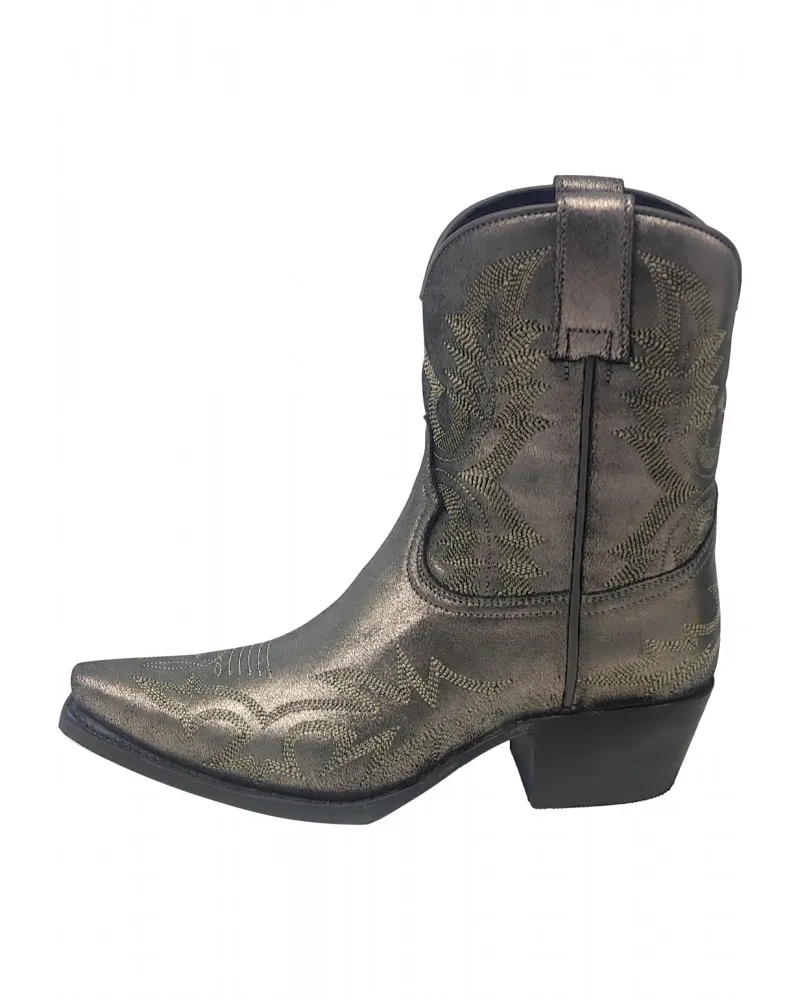 SENDRA  BOTINES COWBOY JUDY EN PIEL METALIZADA MODELO 18462 PLATEADOS