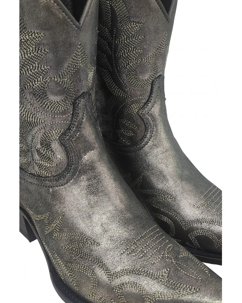 SENDRA  BOTINES COWBOY JUDY EN PIEL METALIZADA MODELO 18462 PLATEADOS