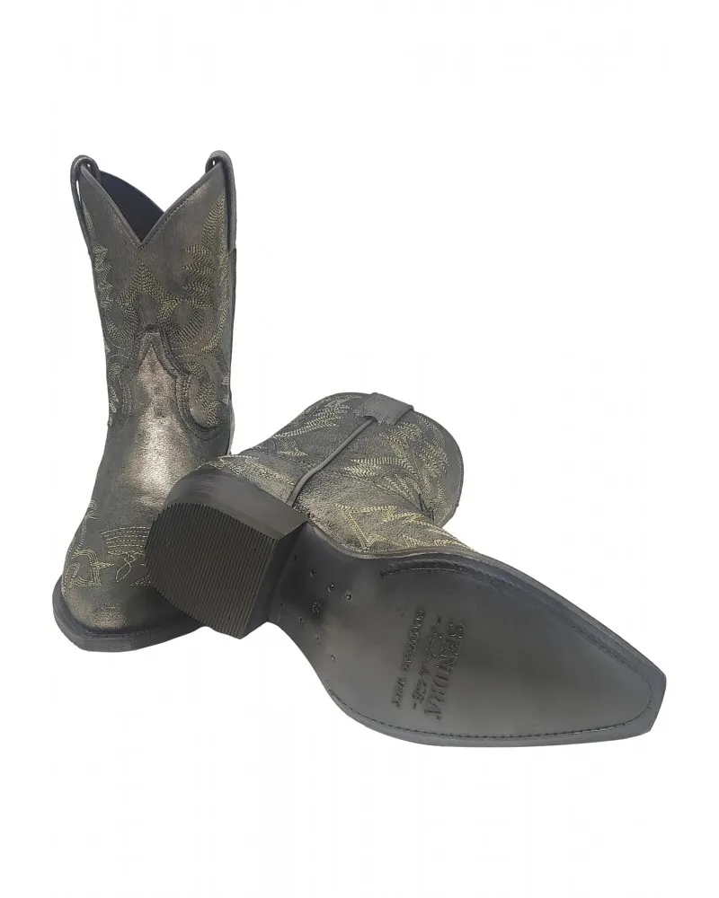 SENDRA  BOTINES COWBOY JUDY EN PIEL METALIZADA MODELO 18462 PLATEADOS