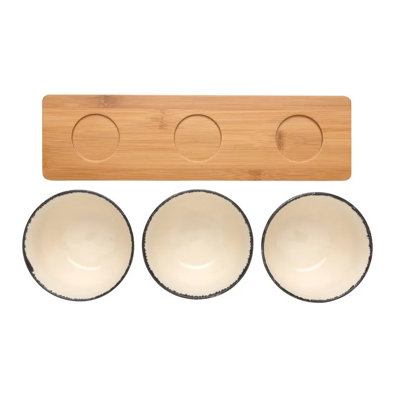 Set de cuencos Ukiyo de 3 piezas con bandeja de bambú
