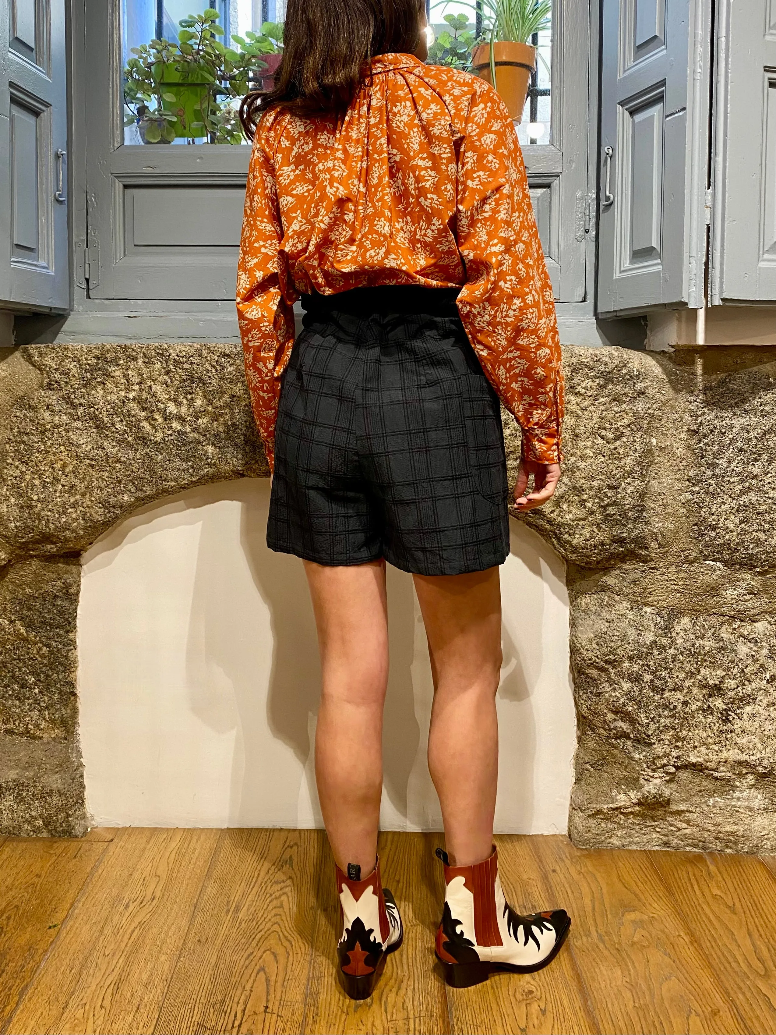 SHORT PAPERBAG CUADROS