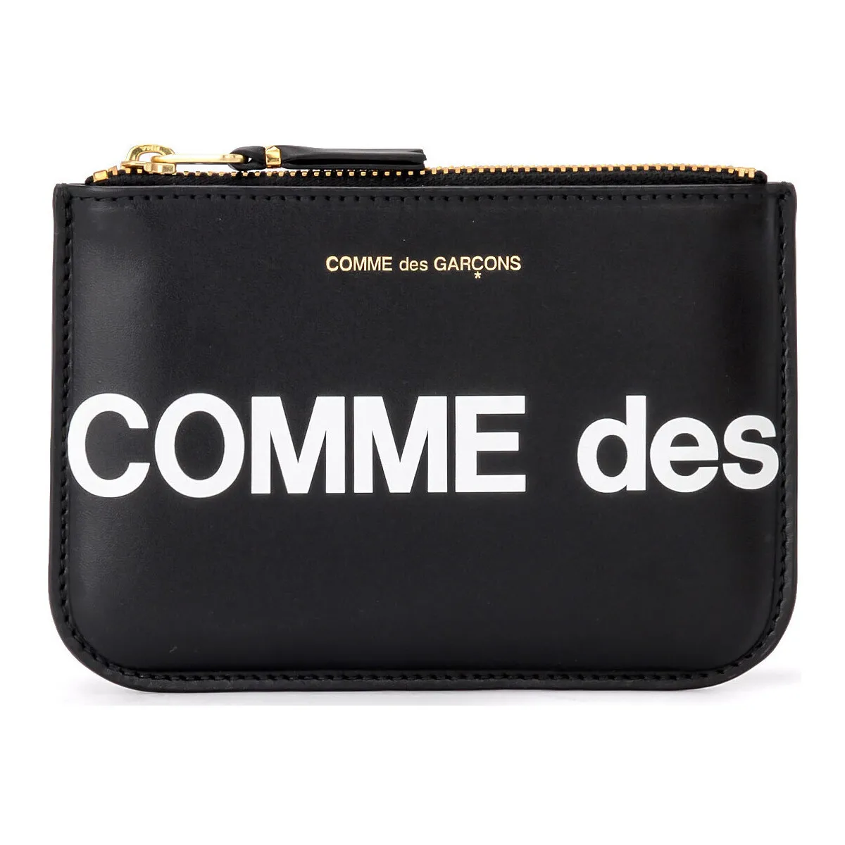Sobre Comme Des Garçons Wallet Huge Logo en piel negra