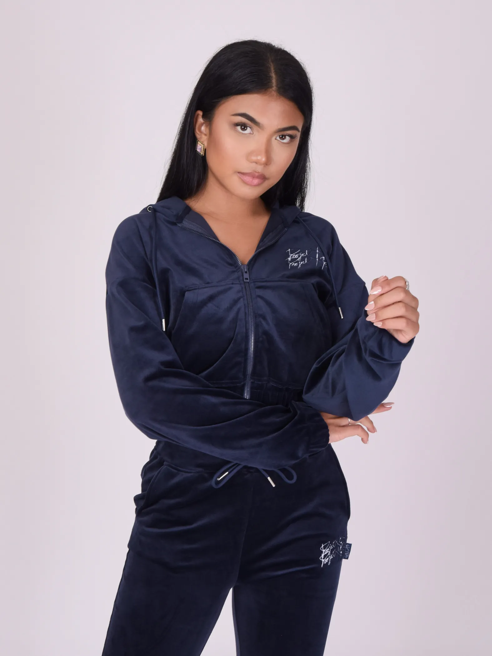 Sudadera de terciopelo con doble logotipo