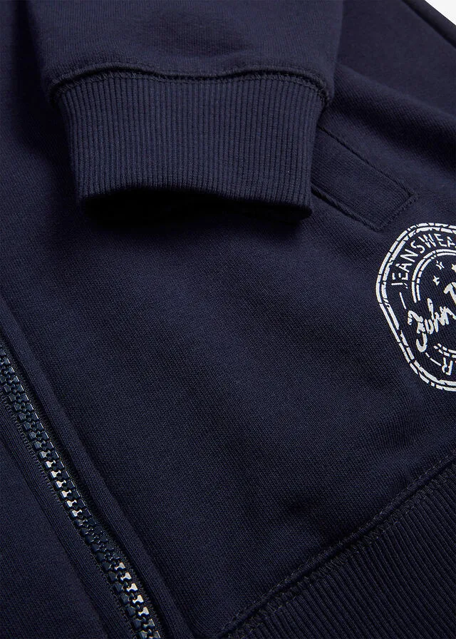Sudadera larga con cremallera Azul marino