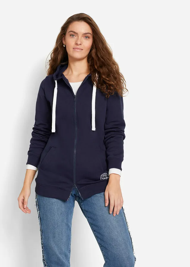 Sudadera larga con cremallera Azul marino