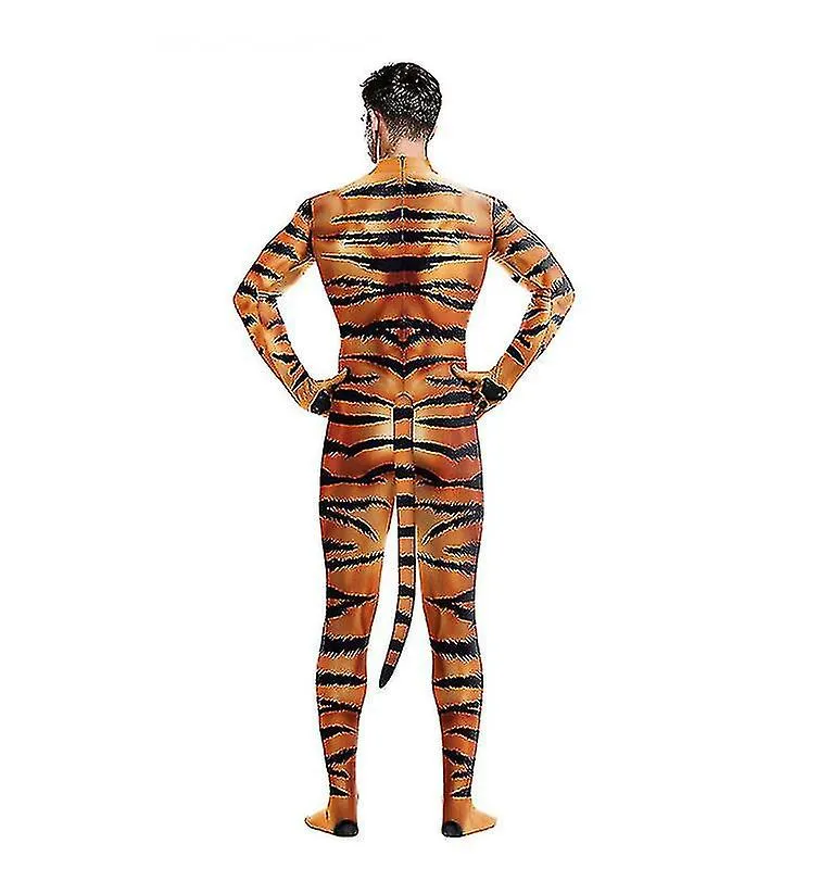 Tigre Hombre Mono Impreso 3D Animal Cosplay Disfraz De Halloween Disfraz De Carnaval Adulto